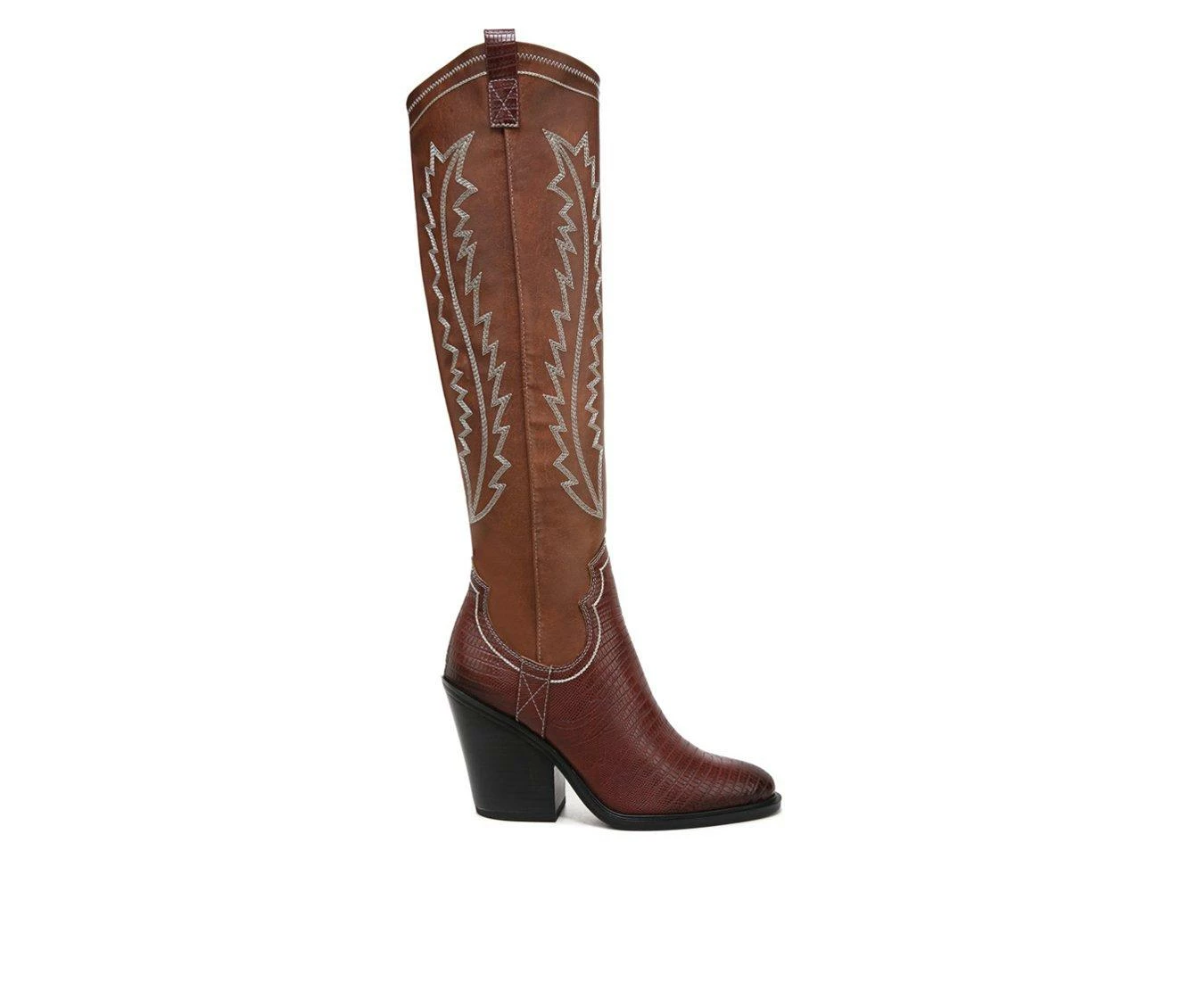Women's Franco Sarto Glenice Knee High Heeled Western Boots 2 Women's Franco Sarto Glenice Knee High Heeled Western Boots - Image 2
