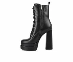 Women's London Rag Meows Lace Up Platform Heeled Boots 9 Women's London Rag Meows Lace Up Platform Heeled Boots -Discovery Expedition Shop 3 60