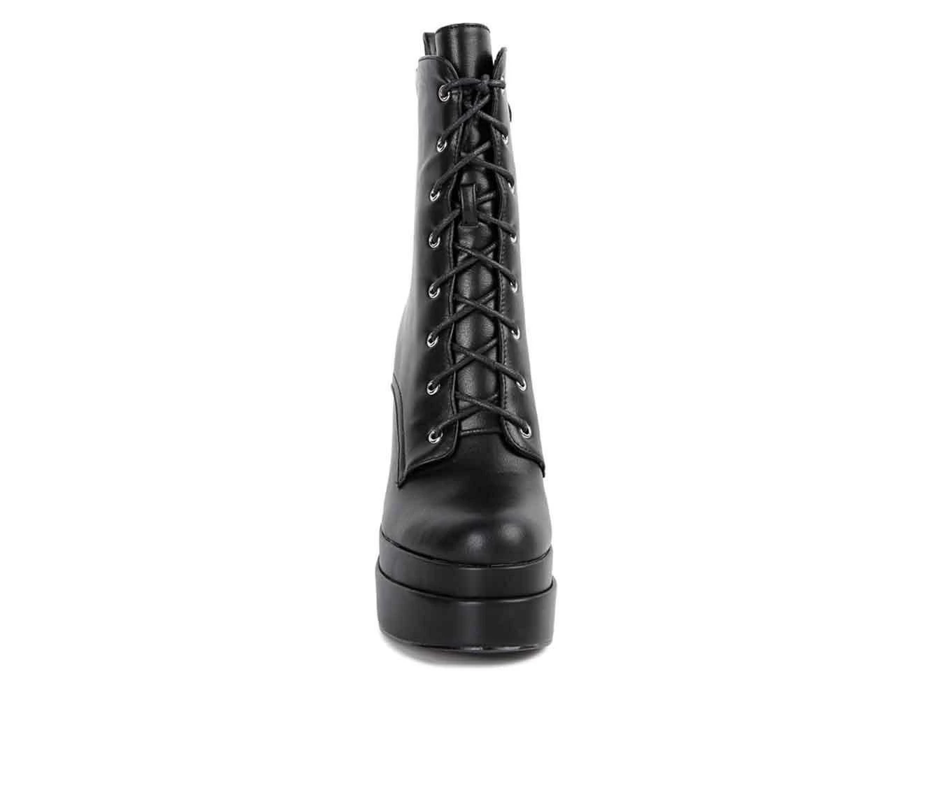 Women's London Rag Meows Lace Up Platform Heeled Boots 5 Women's London Rag Meows Lace Up Platform Heeled Boots - Image 5